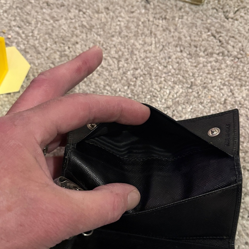 Prada Black Saffiano Leather Card Holder with Triangle Logo Plaque - Picture 6 of 12